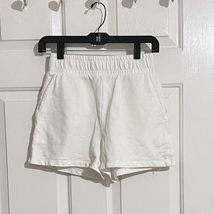 zara white pocketed sweat shorts